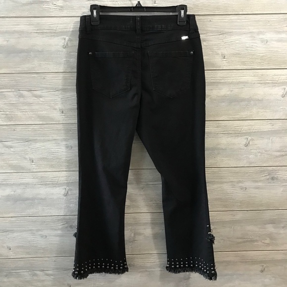 INC International Concepts Women's Black Fringed Jeans - Picture 4 of 10